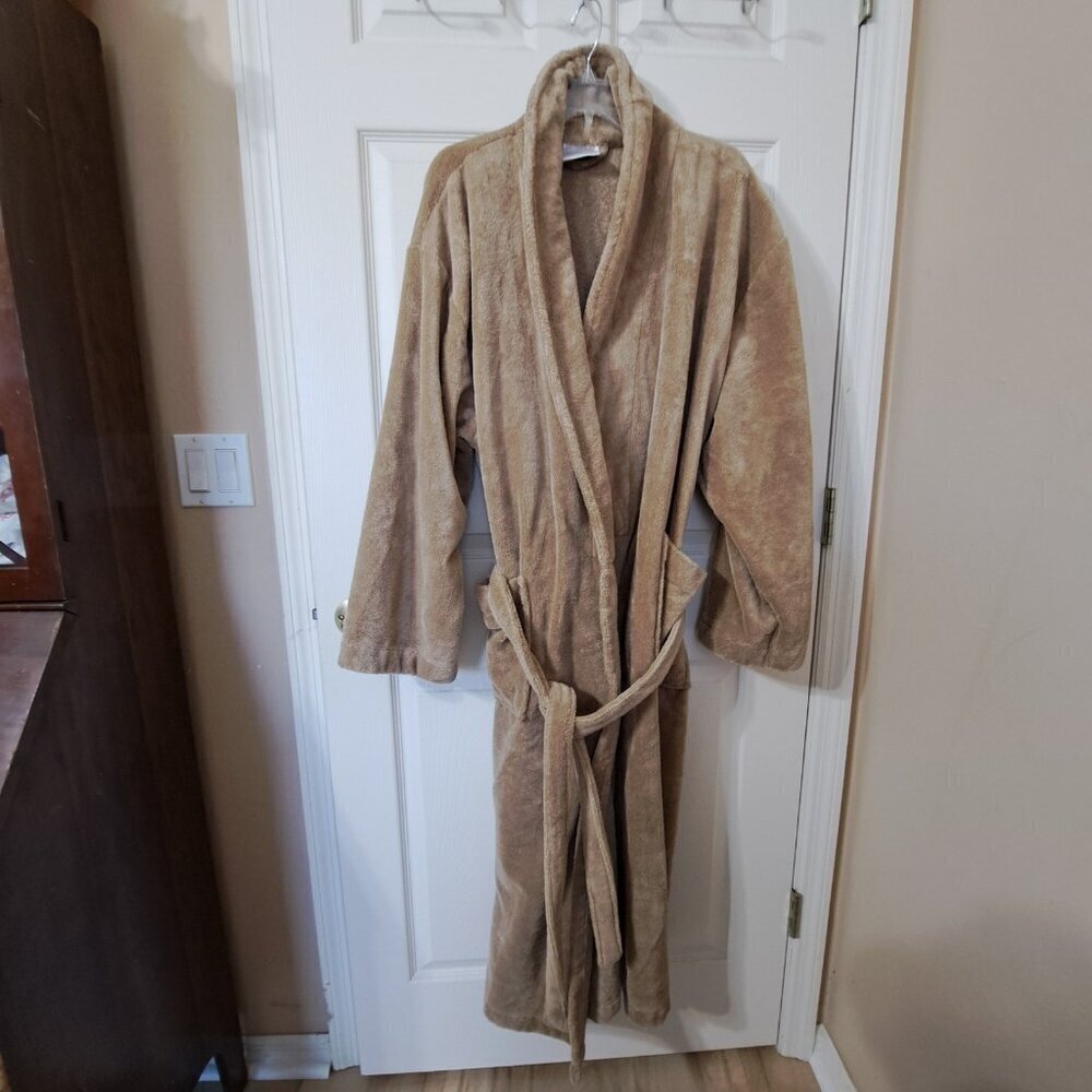 Frontgate Men's L Cotton Blend Cafe au Lait Wrap Cotton Blend Robe